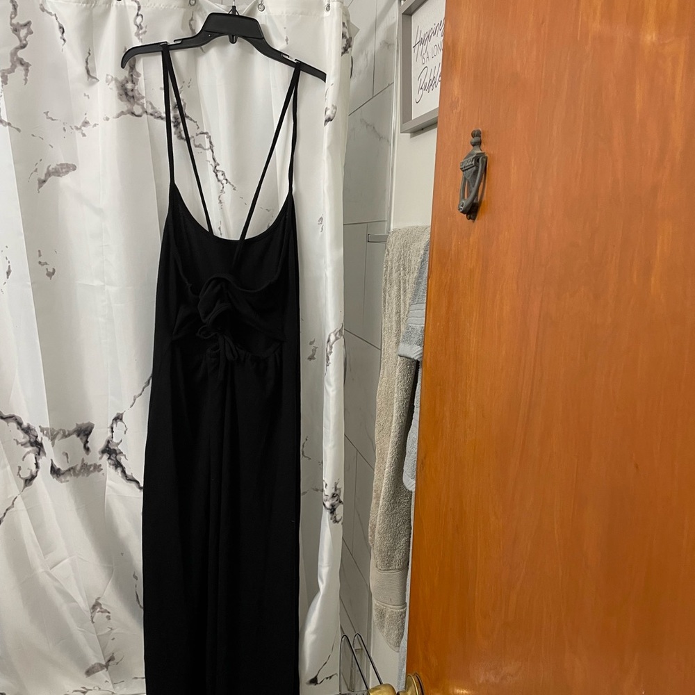 Elegant Black Maxi Dress String Back